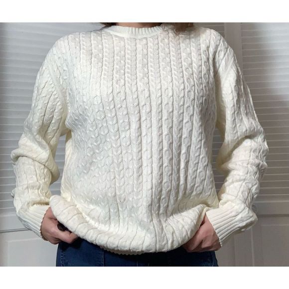 Vintage Cotton Crewneck Knit Sweater Large - Picture 5 of 8